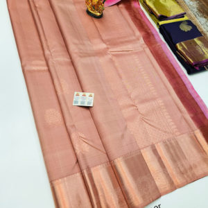 Latest Design Pure Kanjivaram Fancy Silk Saree Copper Color w/ Blouse
