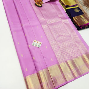 Pure Kanjivaram Fancy Silk Saree Lavender Color w/ Blouse
