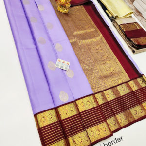 Beautiful Design Pure Kanjivaram Fancy Silk Saree Lavender Color w/ Blouse