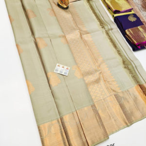 Pure Kanjivaram Fancy Silk Saree Light Pista Color w/ Blouse