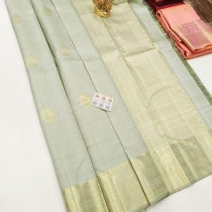 Pure Kanjivaram Fancy Silk Saree Light Pista Green Color w/ Blouse