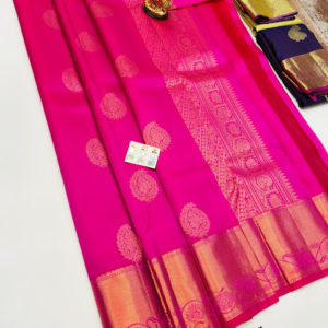 Trendy Design Pure Kanjivaram Fancy Silk Saree Pink Color w/ Blouse