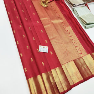 New Design Pure Kanjivaram Fancy Silk Saree Red Color w/ Blouse