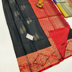 Pure Soft Silk Saree Black Color w/ Blouse