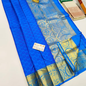 Latest Design Pure Soft Silk Saree Blue Color w/ Blouse