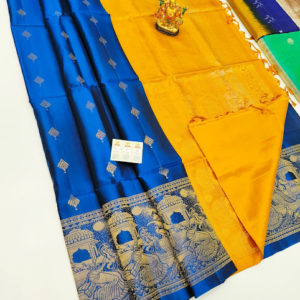 Latest and Trendy Design Pure Soft Silk Saree Blue Color w/ Blouse