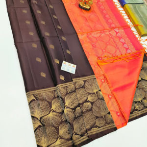 New Design Pure Soft Silk Saree Brown Color w/ Blouse