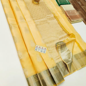 Trendy Design Pure Soft Silk Saree Butter Yellow Color w/ Blouse