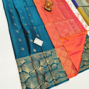 Latest Design Pure Soft Silk Saree Copper Blue Color w/ Blouse