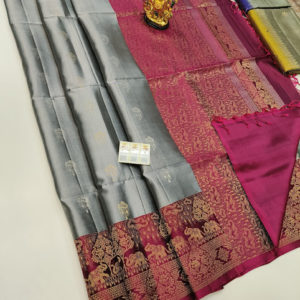 Beautiful Design Pure Soft Silk Saree Gray Color w/ Blouse