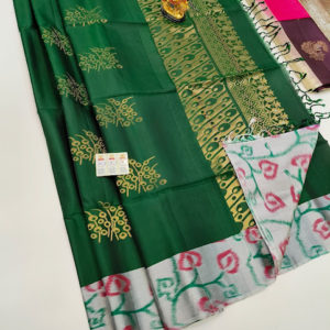 Latest Design Pure Soft Silks Saree Green Color w/ Blouse