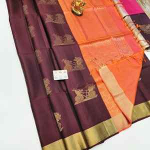 Cycle Design Pure Soft Silks Saree Kumkum Red Color w/ Blouse