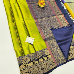 Unique and Trendy Design Pure Soft Silk Saree Lemon Green Color w/ Blouse