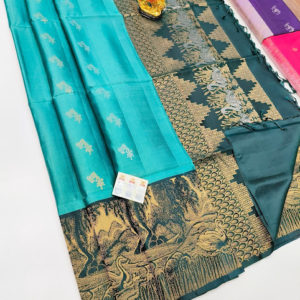 Nature Design Pure Soft Silk Saree Light Blue Color w/ Blouse