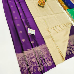 New Design Pure Soft Silk Saree Purple Color w/ Blouse