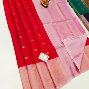 Trendy and Latest Design Pure Soft Silk Saree Red Color w/ Blouse