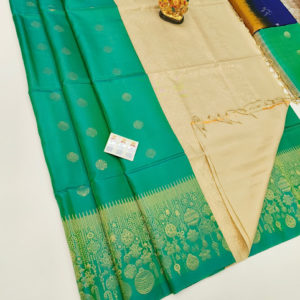 Trendy Design Pure Soft Silk Saree Teal Green Color w/ Blouse