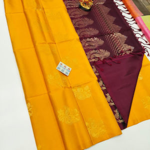 Latest Design Pure Soft Silks Saree Yellow Color w/ Blouse