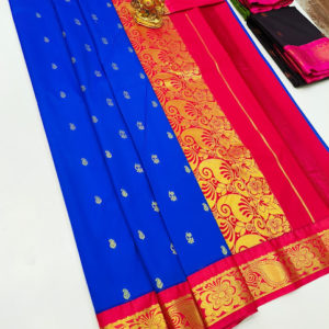 High Fancy Kanjivaram Silk Saree Mix Blue Color w/ Blouse