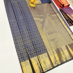 High Fancy Kanjivaram Silk Saree Mix Blue Color w/ Blouse