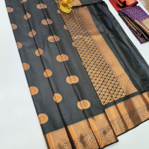 High Fancy Kanjivaram Silk Saree Mix Elephant Color w/ Blouse
