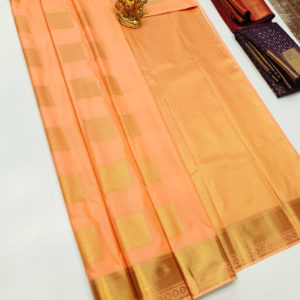 High Fancy Kanjivaram Silk Saree Mix Light Orange Color w/ Blouse
