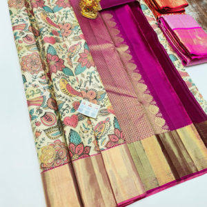 Unique Design Kanjivaram Pure Wedding Silk Saree Light Pista Color w/ Blouse
