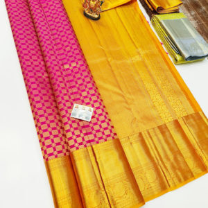New Design Kanjivaram Pure Wedding Silk Saree Pink Color w/ Blouse