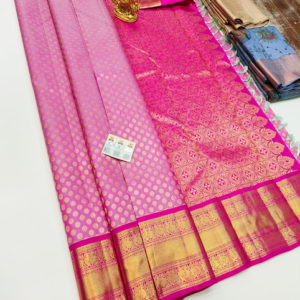 Trendy Design Kanjivaram Pure Wedding Silk Saree Rose Color w/ Blouse