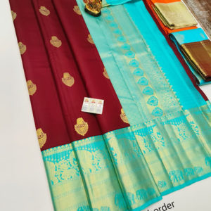 Unique Design Pure Kanjivaram Fancy Silk Saree Apple Red Color w/ Blouse