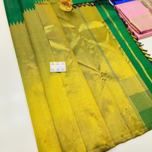 New Design Pure Kanjivaram Fancy Silk Saree Green Color w/ Blouse