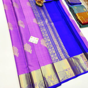 Pure Kanjivaram Fancy Silk Saree Lavender Color w/ Blouse