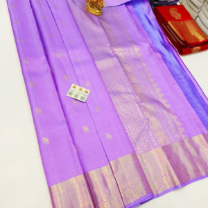 Unique Design Pure Kanjivaram Fancy Silk Saree Lavender Color w/ Blouse