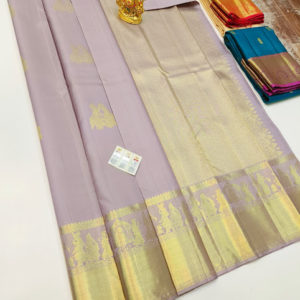 Pure Kanjivaram Fancy Silk Saree Light Purple Color w/ Blouse