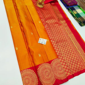 Unique Design Pure Kanjivaram Fancy Silk Saree Mango Yellow Color w/ Blouse