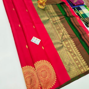 Latest Design Pure Kanjivaram Fancy Silk Saree Pink Color w/ Blouse