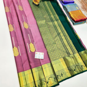 Trendy Design Pure Kanjivaram Fancy Silk Saree Purple Color w/ Blouse