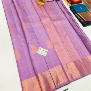 New Design Pure Kanjivaram Fancy Silk Saree Purple Color w/ Blouse