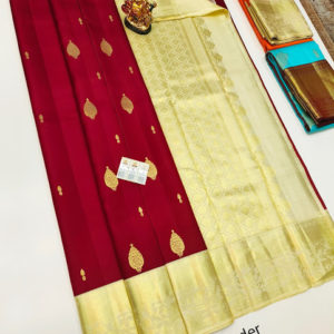 Pure Kanjivaram Fancy Silk Saree Red Color w/ Blouse