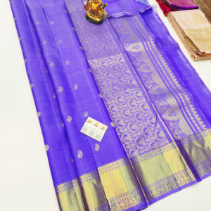 New Design Pure Kanjivaram Fancy Silk Saree Violet Color w/ Blouse