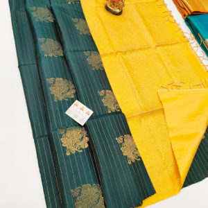 Beautiful Design Pure Soft Silks Saree Bottle Green Color w/ Blouse