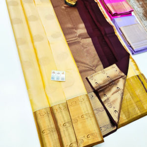 Latest Design Pure Soft Silk Saree Butter Yellow Color w/ Blouse