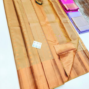 Trendy Color and Design Pure Soft Silk Saree Copper Color w/ Blouse