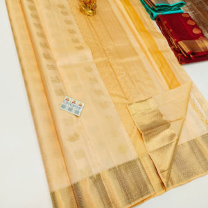 New Design Pure Soft Silks Saree Cream Color w/ Blouse