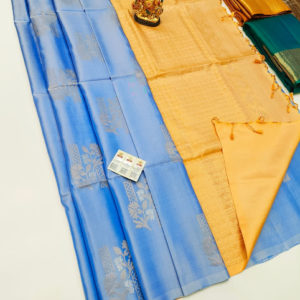 Latest Design Pure Soft Silks Saree Light Blue Color w/ Blouse