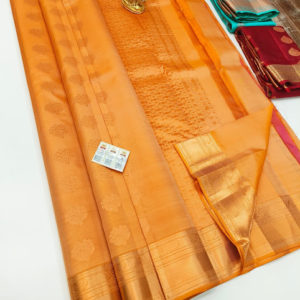 Unique Design Pure Soft Silks Saree Light Orange Color w/ Blouse