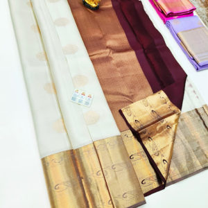 New Design Pure Soft Silk Saree Pure White Color w/ Blouse