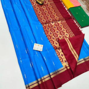 New Design Pure Soft Silks Saree Blue Color w/ Blouse