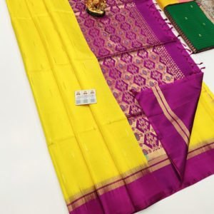 Trendy Design Pure Soft Silks Saree Lemon Yellow Color w/ Blouse