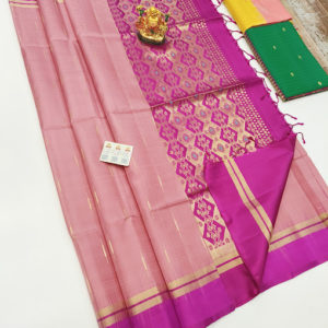 Pure Soft Silks Saree Rose Milk Color w/ Blouse